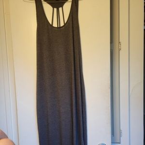 Back Detailed Long Grey Dress C1